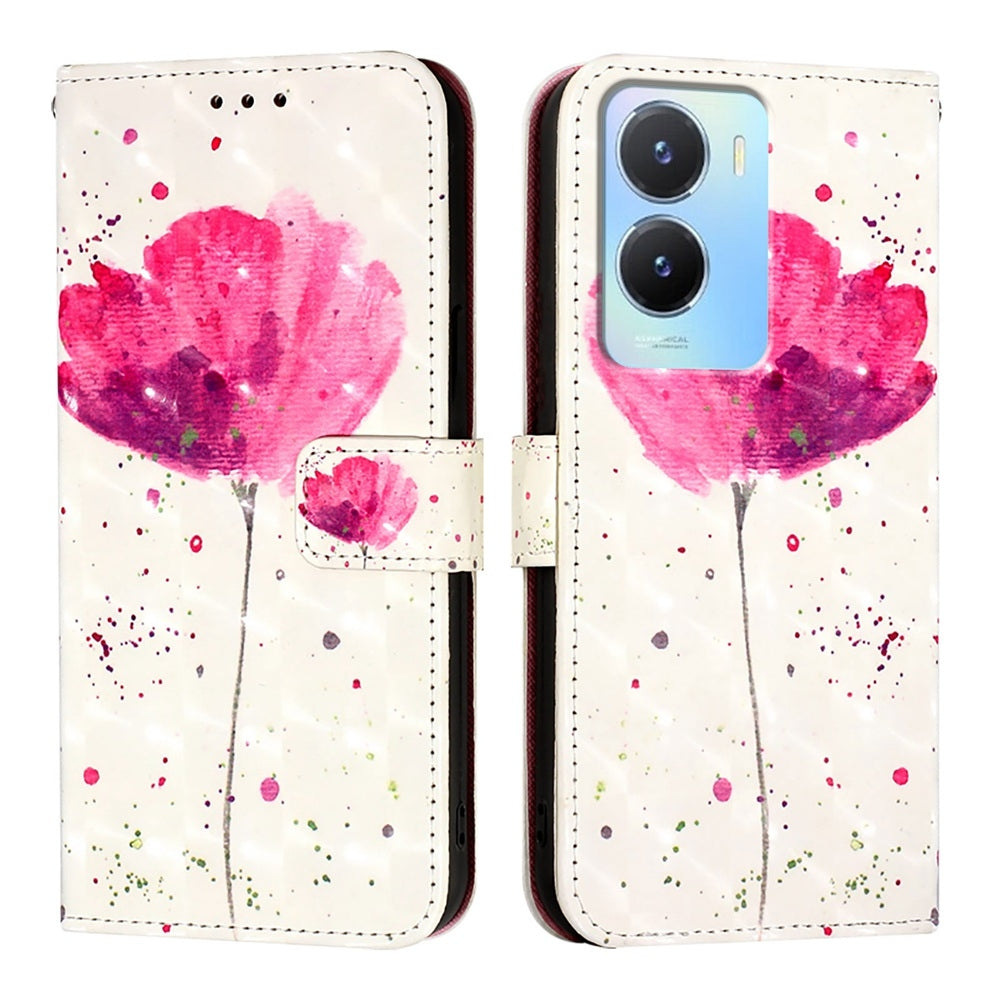 For vivo Y56 Leather Flip Phone Case with 3D Painted Design, Card Holder, Wallet & Stand Function - Durable Protection & Easy Access