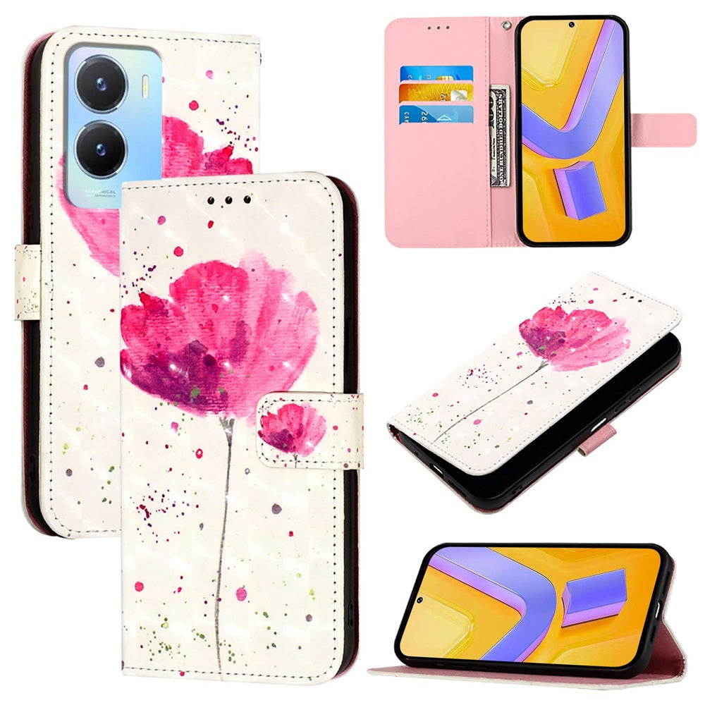vivo Y02s Global Leather Flip Phone Case with 3D Painted Design, Card Holder, Wallet & Stand Function - Durable Protection & Easy Access