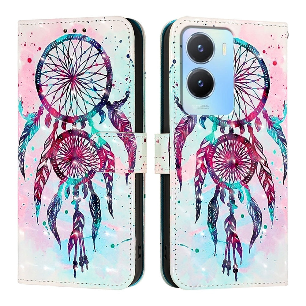 vivo Y02s Global Leather Flip Phone Case with 3D Painted Design, Card Holder, Wallet & Stand Function - Durable Protection & Easy Access