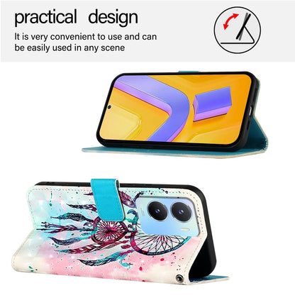 For vivo Y16 Leather Flip Phone Case with 3D Painted Design, Card Holder, Wallet & Stand Function - Durable Protection & Easy Access