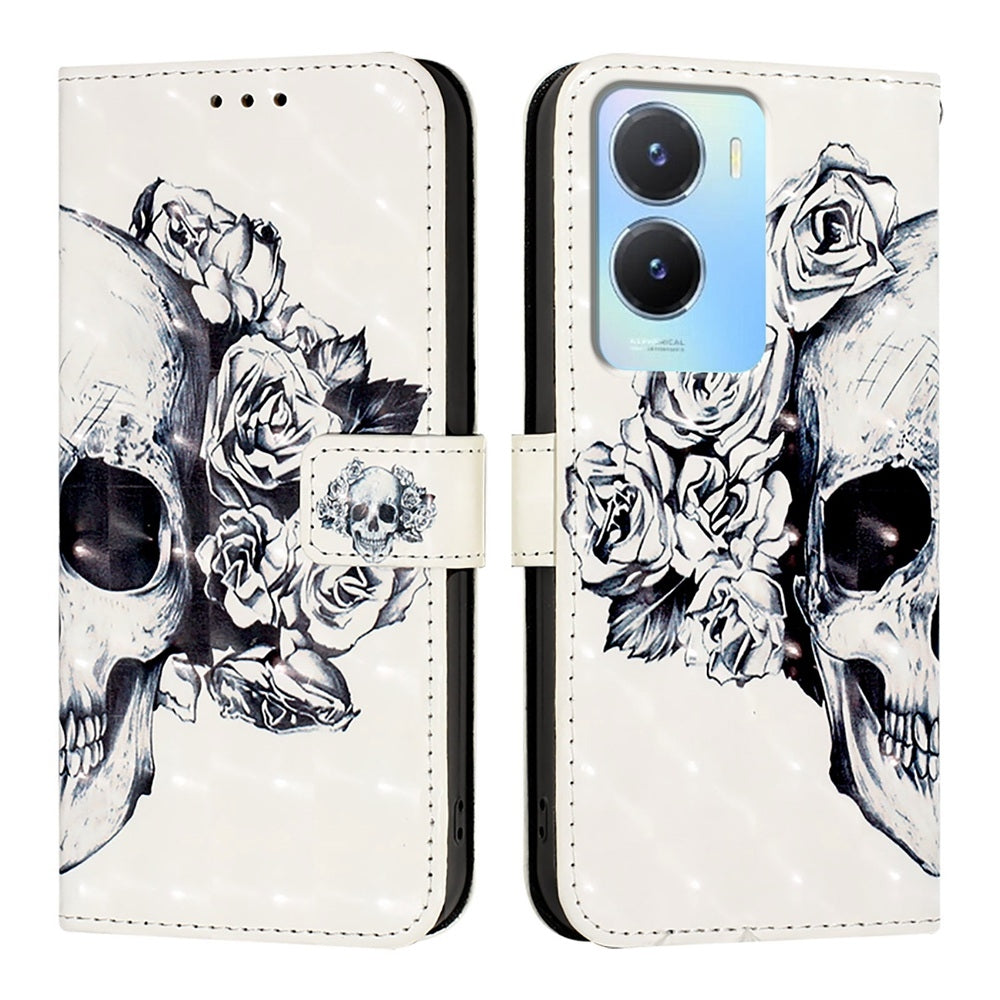 For vivo Y56 Leather Flip Phone Case with 3D Painted Design, Card Holder, Wallet & Stand Function - Durable Protection & Easy Access