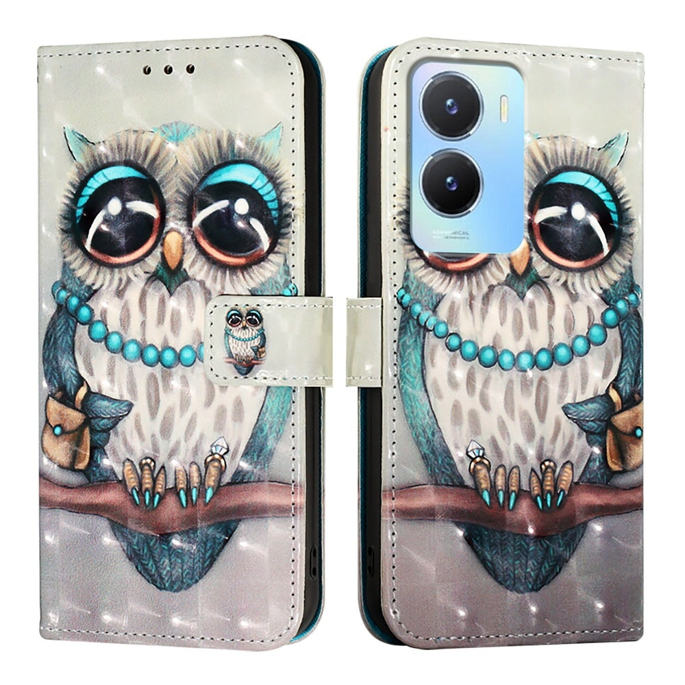 For vivo Y56 Leather Flip Phone Case with 3D Painted Design, Card Holder, Wallet & Stand Function - Durable Protection & Easy Access