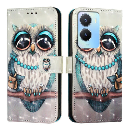 For vivo Y56 Leather Flip Phone Case with 3D Painted Design, Card Holder, Wallet & Stand Function - Durable Protection & Easy Access