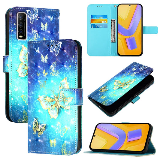 For vivo Y70S Leather Flip Phone Case with 3D Painted Design, Card Holder, Wallet & Stand Function - Durable Protection & Easy Access
