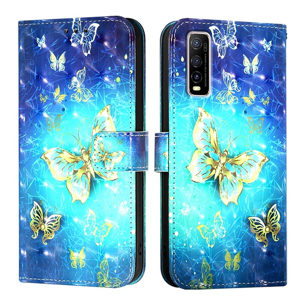 For vivo Y70S Leather Flip Phone Case with 3D Painted Design, Card Holder, Wallet & Stand Function - Durable Protection & Easy Access