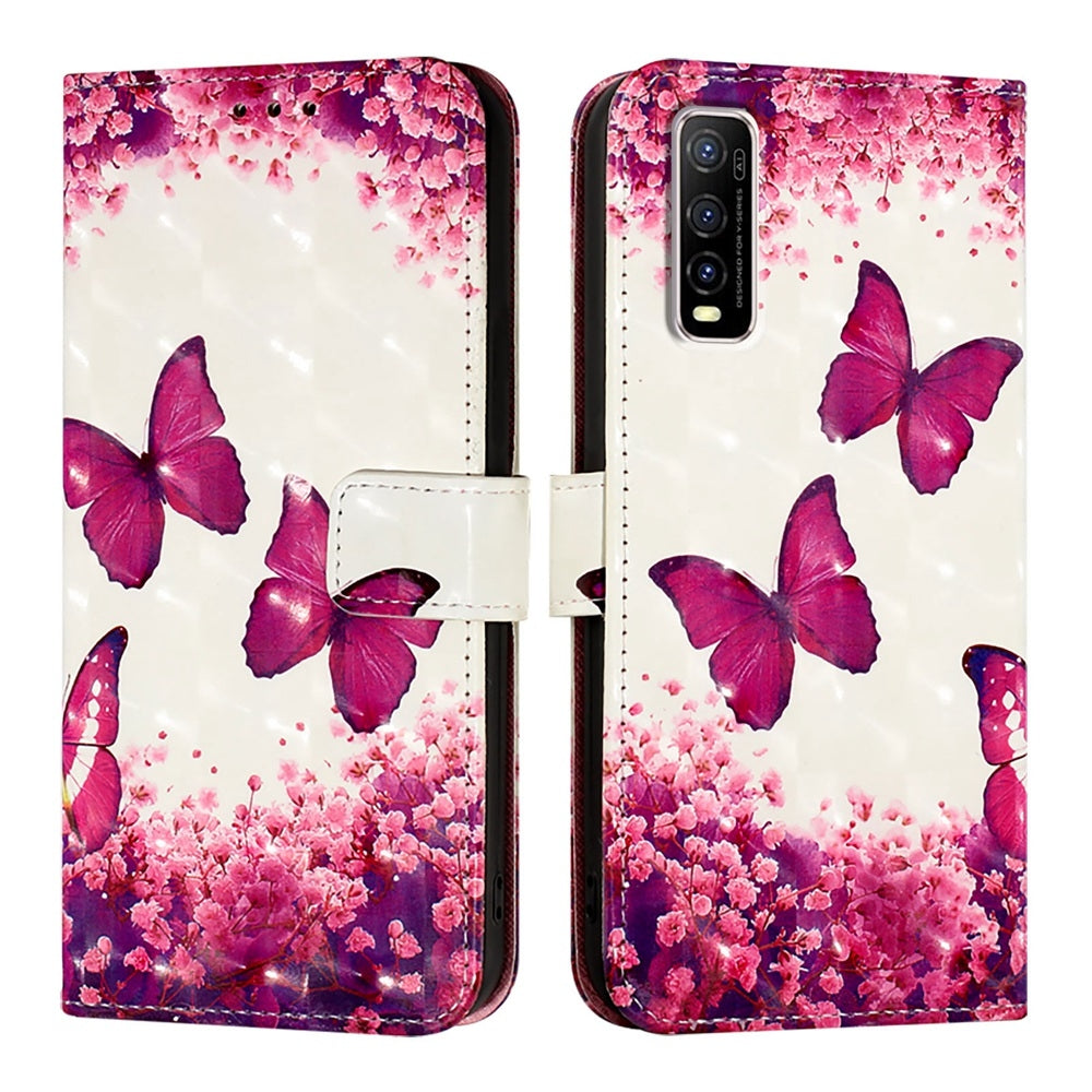 For vivo Y70S Leather Flip Phone Case with 3D Painted Design, Card Holder, Wallet & Stand Function - Durable Protection & Easy Access