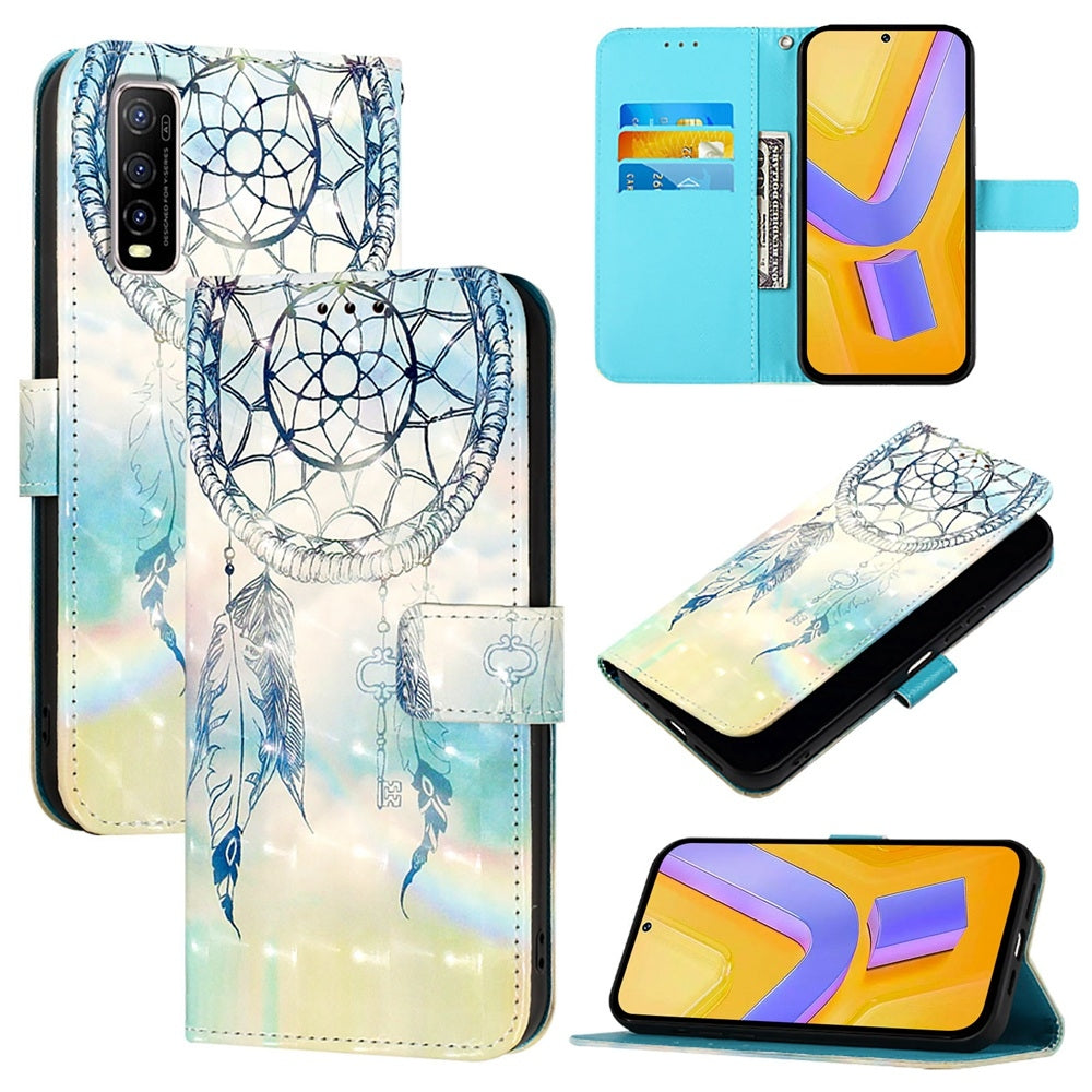 For vivo Y70S Leather Flip Phone Case with 3D Painted Design, Card Holder, Wallet & Stand Function - Durable Protection & Easy Access