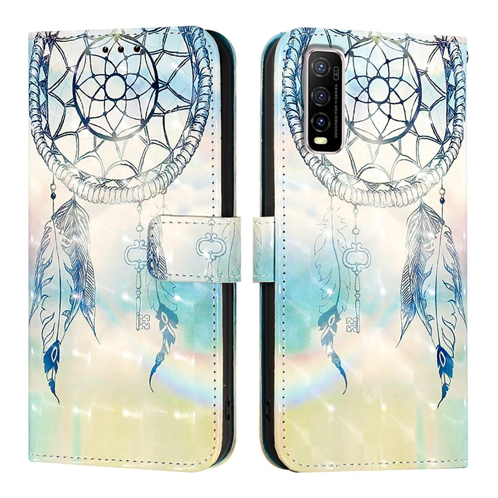 For vivo Y70S Leather Flip Phone Case with 3D Painted Design, Card Holder, Wallet & Stand Function - Durable Protection & Easy Access