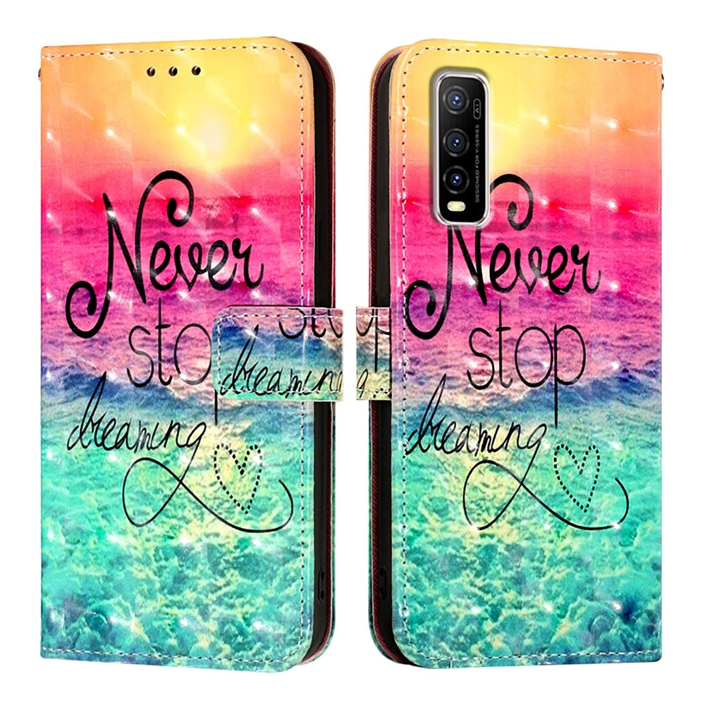 For vivo Y70S Leather Flip Phone Case with 3D Painted Design, Card Holder, Wallet & Stand Function - Durable Protection & Easy Access