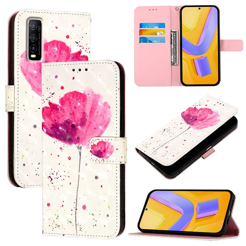 For vivo Y70S Leather Flip Phone Case with 3D Painted Design, Card Holder, Wallet & Stand Function - Durable Protection & Easy Access