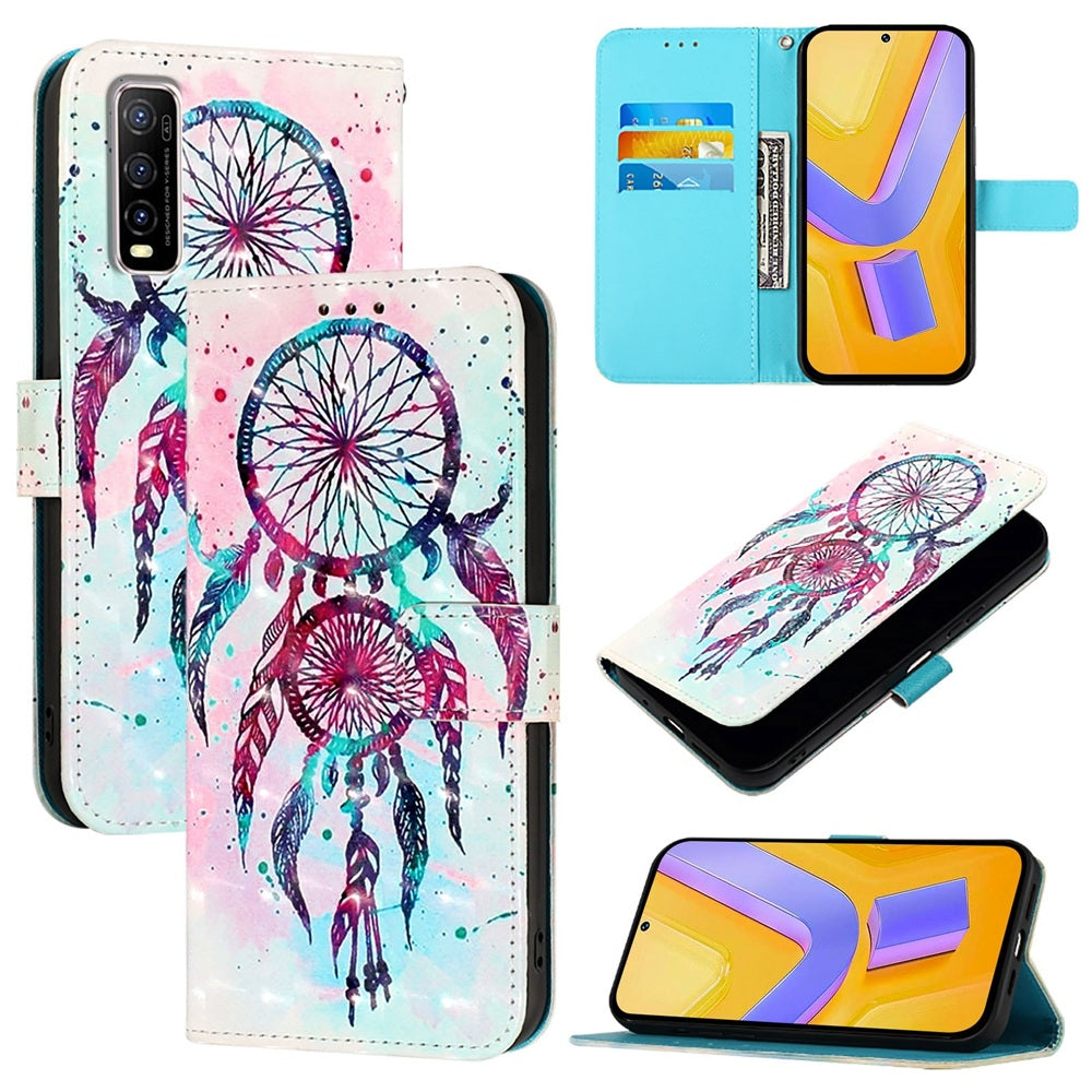 For vivo Y70S Leather Flip Phone Case with 3D Painted Design, Card Holder, Wallet & Stand Function - Durable Protection & Easy Access