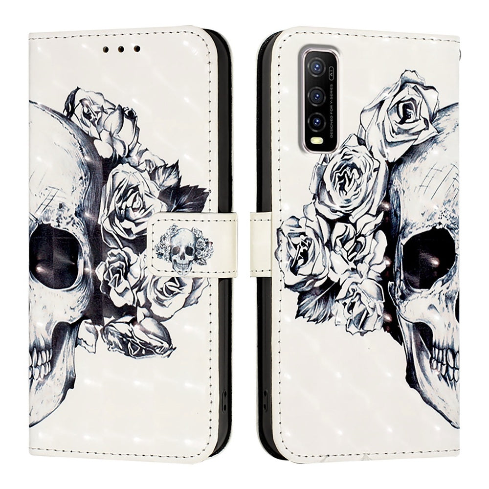 For vivo Y70S Leather Flip Phone Case with 3D Painted Design, Card Holder, Wallet & Stand Function - Durable Protection & Easy Access