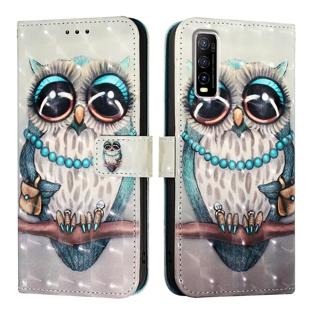 For vivo Y70S Leather Flip Phone Case with 3D Painted Design, Card Holder, Wallet & Stand Function - Durable Protection & Easy Access