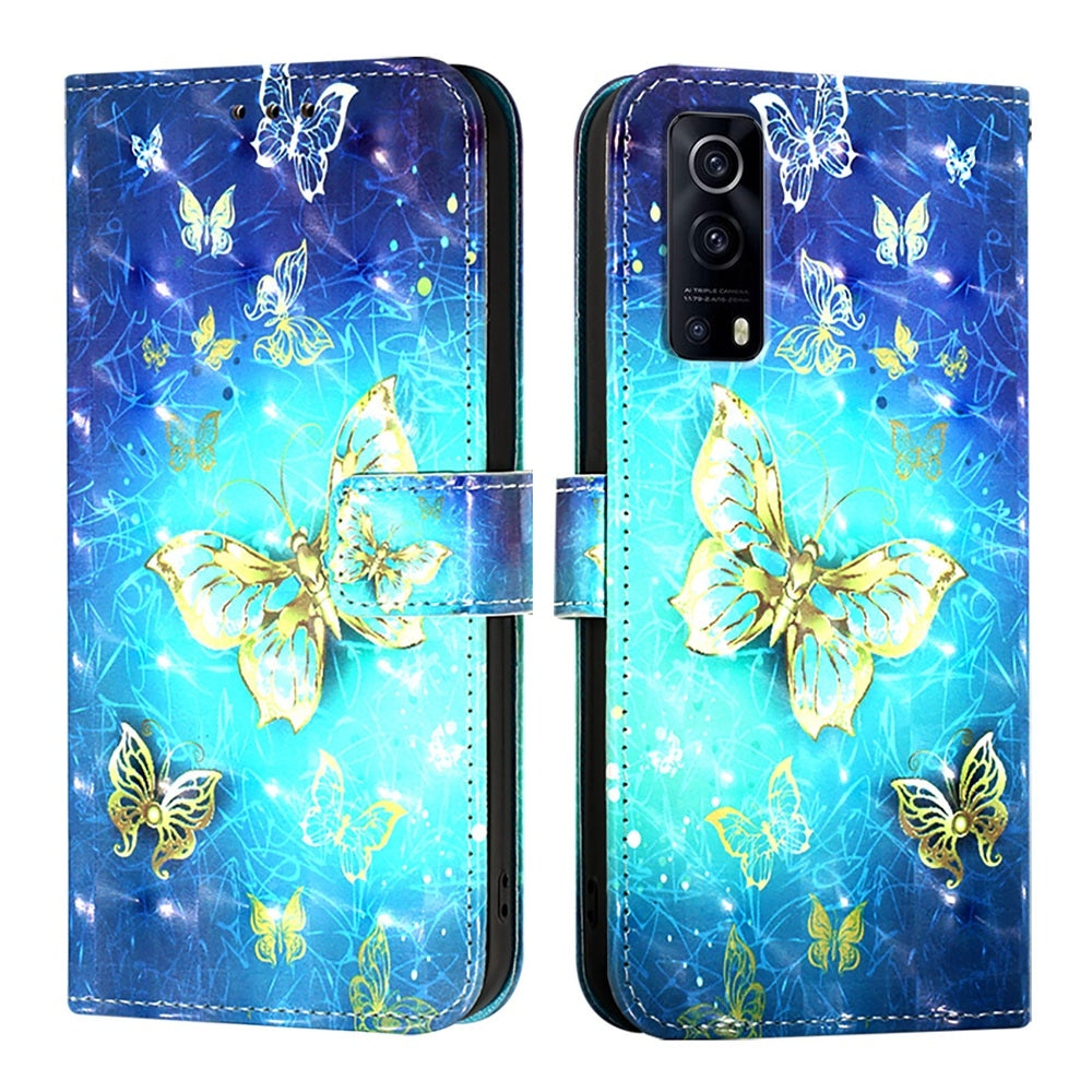 For vivo Y72 5G Leather Flip Phone Case with 3D Painted Design, Card Holder, Wallet & Stand Function - Durable Protection & Easy Access