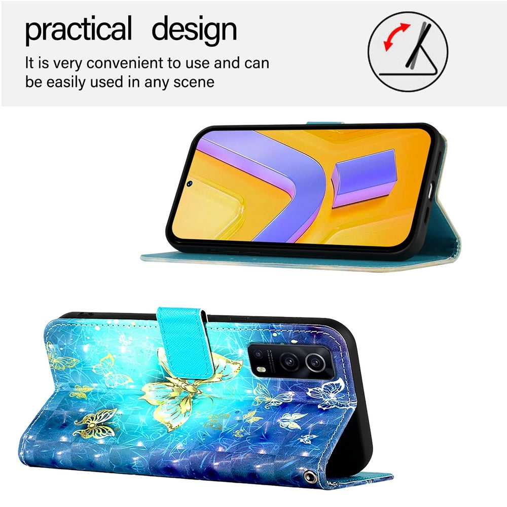 For vivo Y72 5G Leather Flip Phone Case with 3D Painted Design, Card Holder, Wallet & Stand Function - Durable Protection & Easy Access