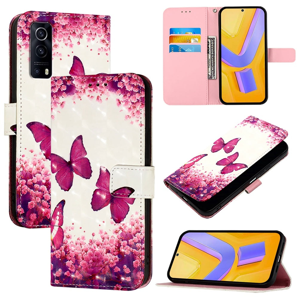 For vivo Y72 5G Leather Flip Phone Case with 3D Painted Design, Card Holder, Wallet & Stand Function - Durable Protection & Easy Access