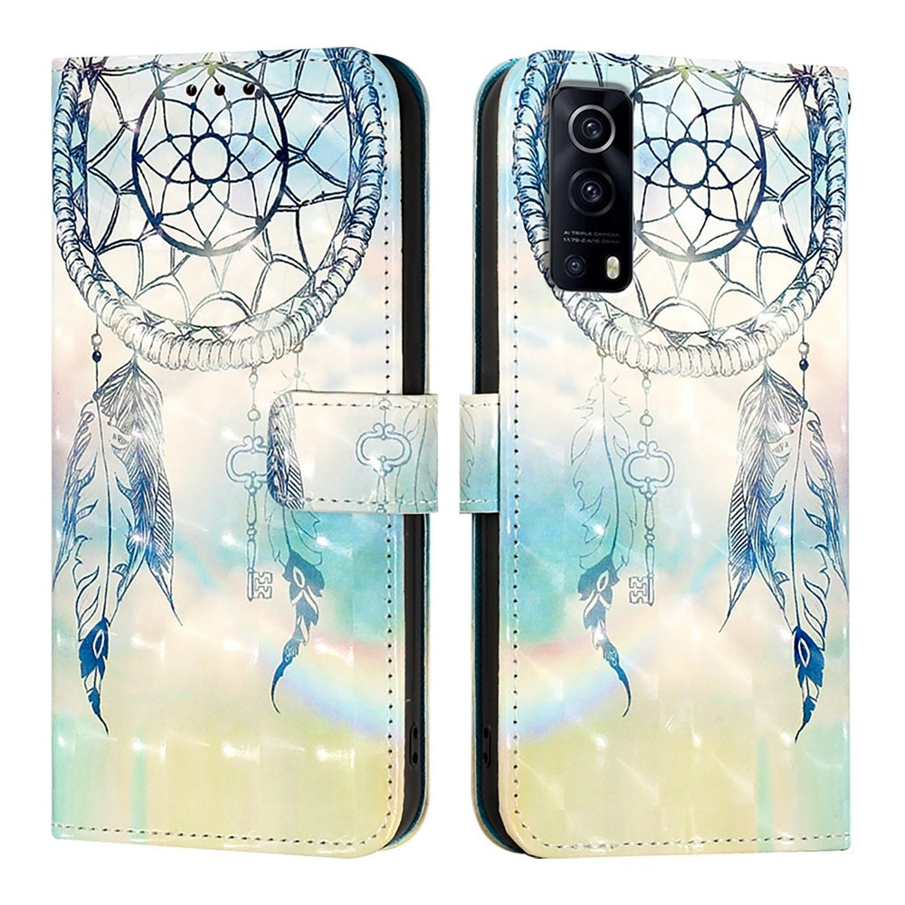 For vivo Y72 5G Leather Flip Phone Case with 3D Painted Design, Card Holder, Wallet & Stand Function - Durable Protection & Easy Access