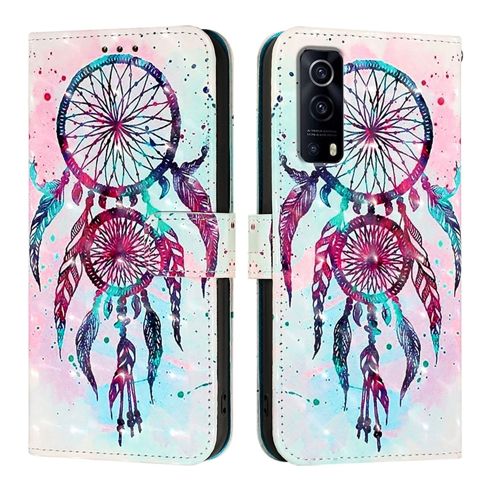 For vivo Y72 5G Leather Flip Phone Case with 3D Painted Design, Card Holder, Wallet & Stand Function - Durable Protection & Easy Access