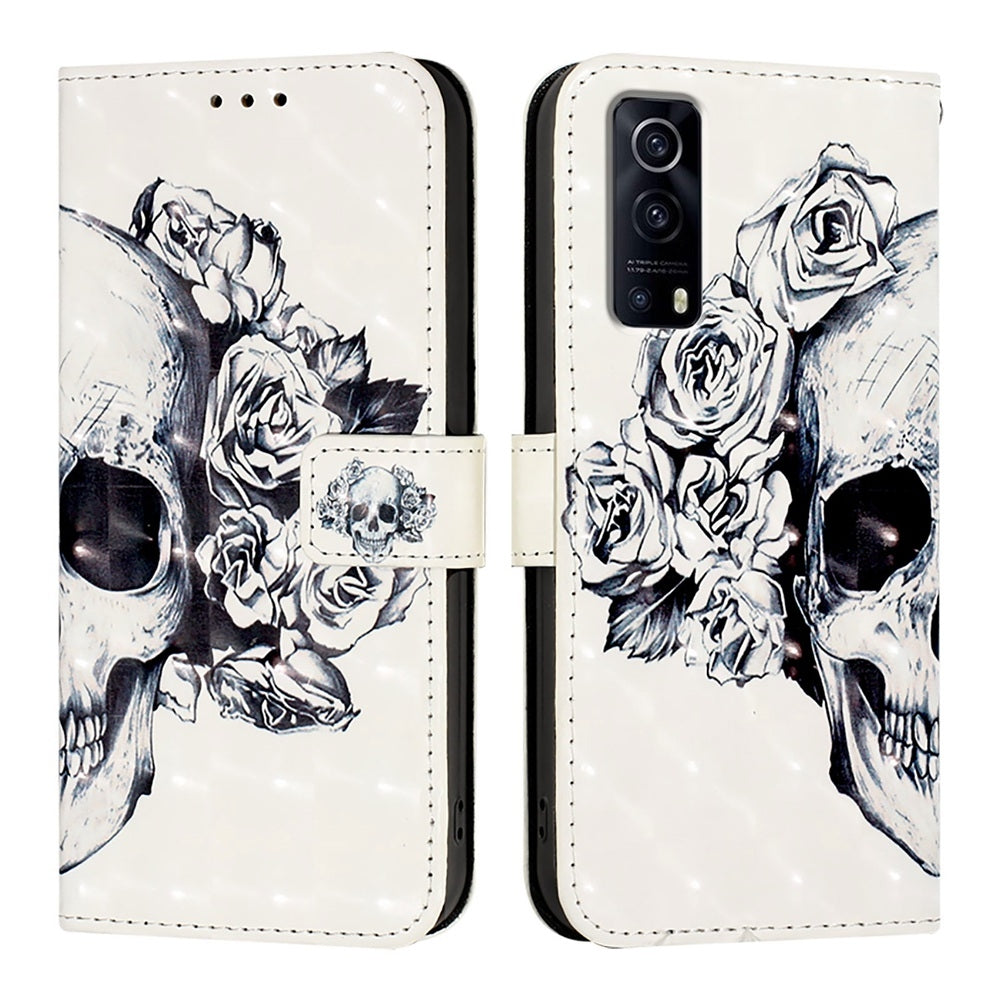 For vivo Y72 5G Leather Flip Phone Case with 3D Painted Design, Card Holder, Wallet & Stand Function - Durable Protection & Easy Access