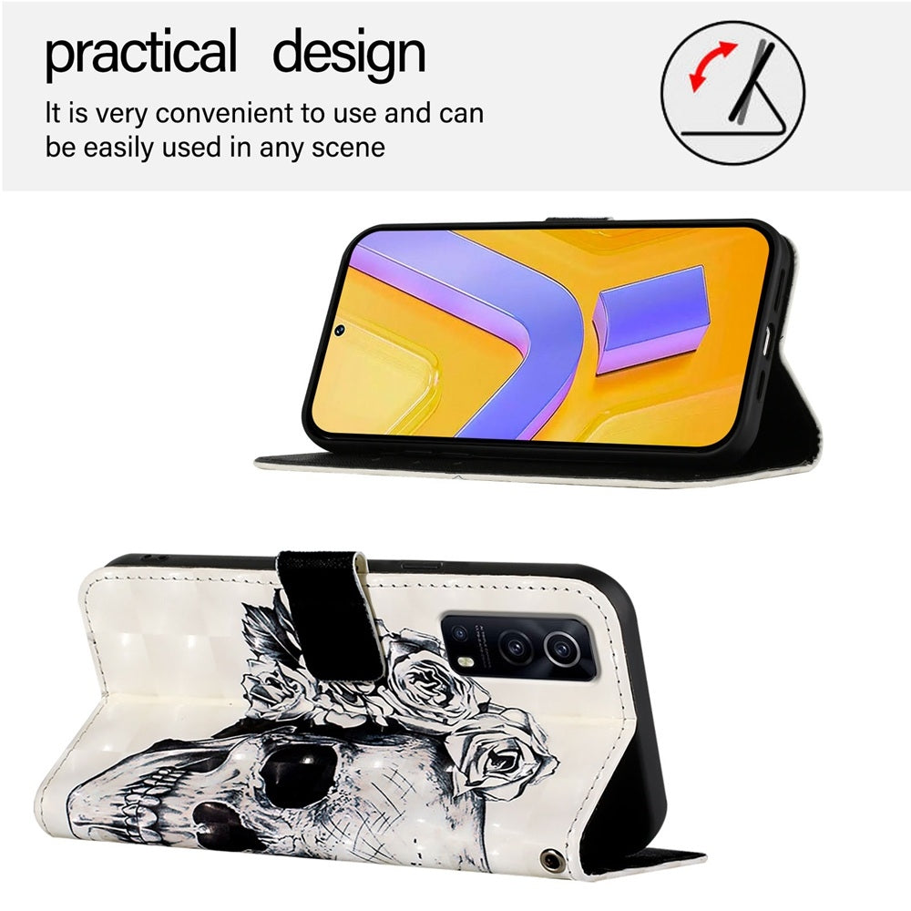 For vivo Y72 5G Leather Flip Phone Case with 3D Painted Design, Card Holder, Wallet & Stand Function - Durable Protection & Easy Access