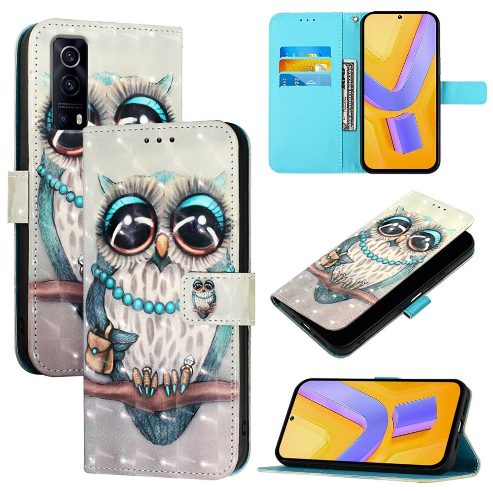 For vivo Y72 5G Leather Flip Phone Case with 3D Painted Design, Card Holder, Wallet & Stand Function - Durable Protection & Easy Access