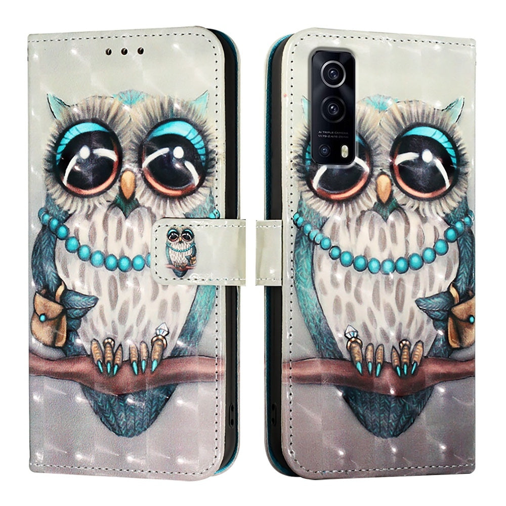 For vivo Y72 5G Leather Flip Phone Case with 3D Painted Design, Card Holder, Wallet & Stand Function - Durable Protection & Easy Access