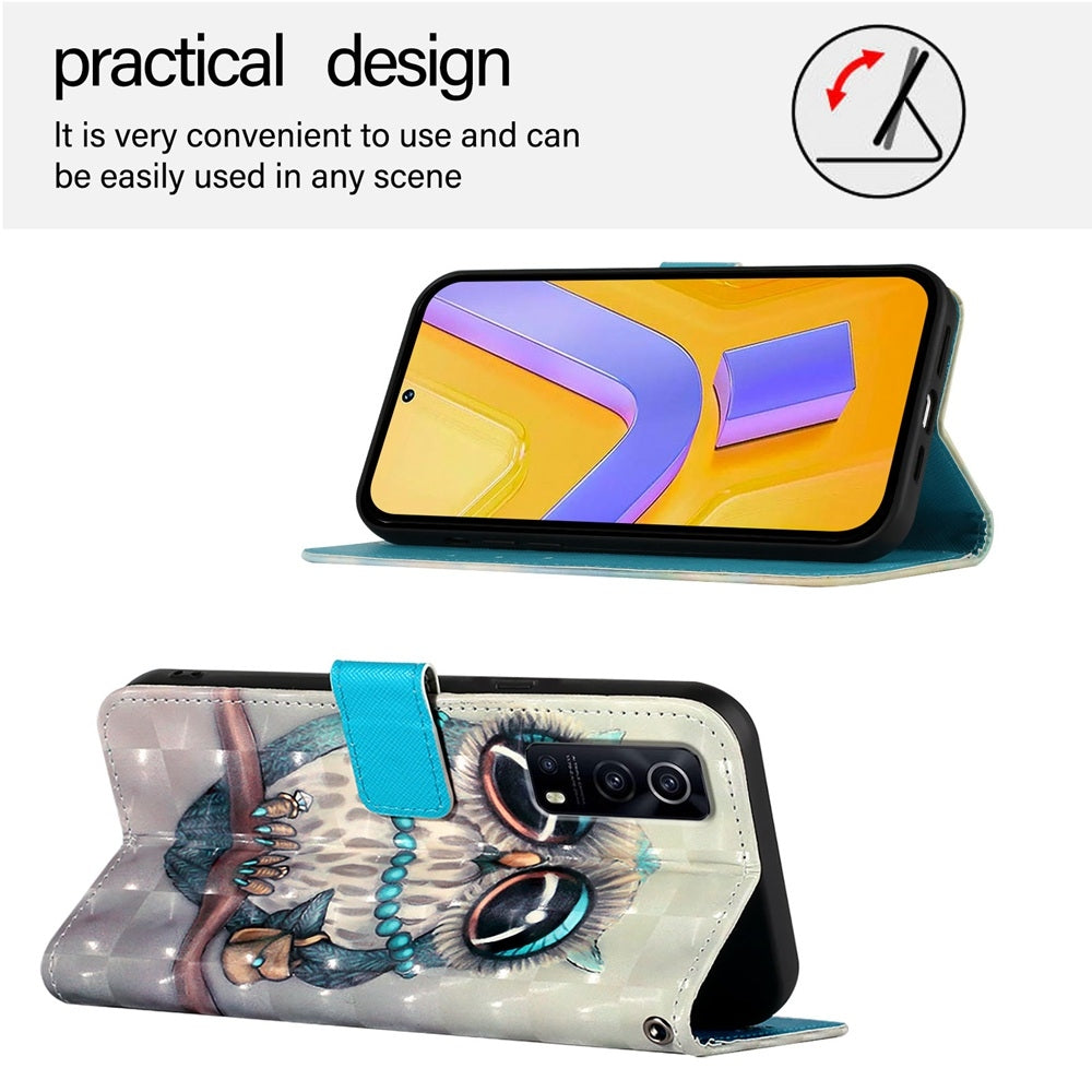 For vivo Y72 5G Leather Flip Phone Case with 3D Painted Design, Card Holder, Wallet & Stand Function - Durable Protection & Easy Access