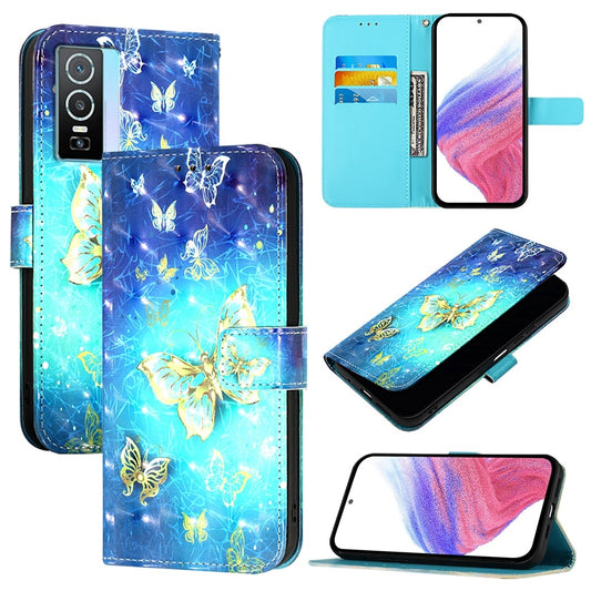 For vivo Y76 5G Leather Flip Phone Case with 3D Painted Design, Card Holder, Wallet & Stand Function - Durable Protection & Easy Access