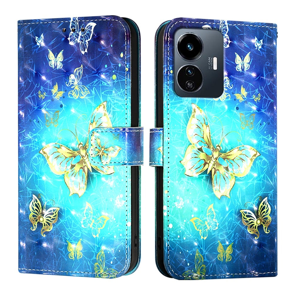 For vivo Y77 5G Global Leather Flip Phone Case with 3D Painted Design, Card Holder, Wallet & Stand Function - Durable Protection & Easy Access