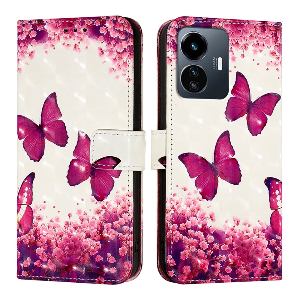 For vivo Y77 5G Global Leather Flip Phone Case with 3D Painted Design, Card Holder, Wallet & Stand Function - Durable Protection & Easy Access