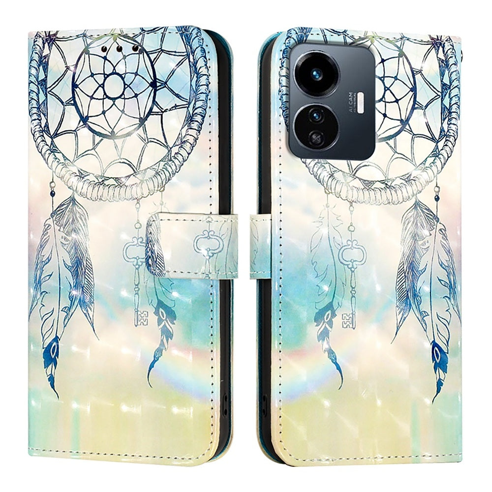 For vivo Y77 5G Global Leather Flip Phone Case with 3D Painted Design, Card Holder, Wallet & Stand Function - Durable Protection & Easy Access