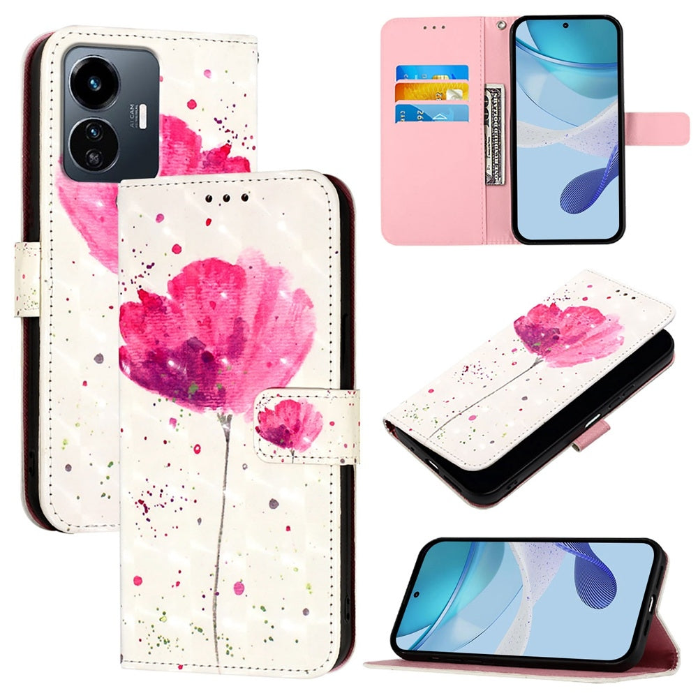 For vivo Y77 5G Global Leather Flip Phone Case with 3D Painted Design, Card Holder, Wallet & Stand Function - Durable Protection & Easy Access