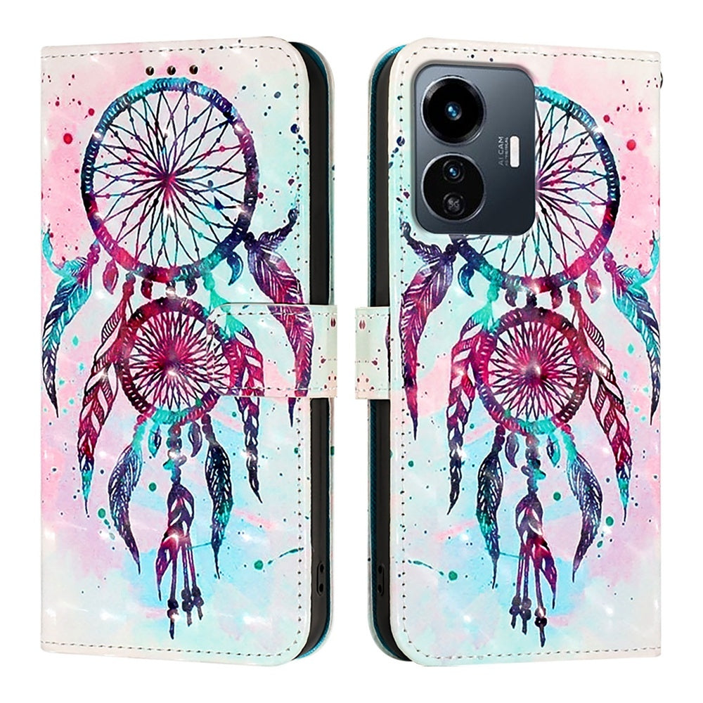 For vivo Y77 5G Global Leather Flip Phone Case with 3D Painted Design, Card Holder, Wallet & Stand Function - Durable Protection & Easy Access