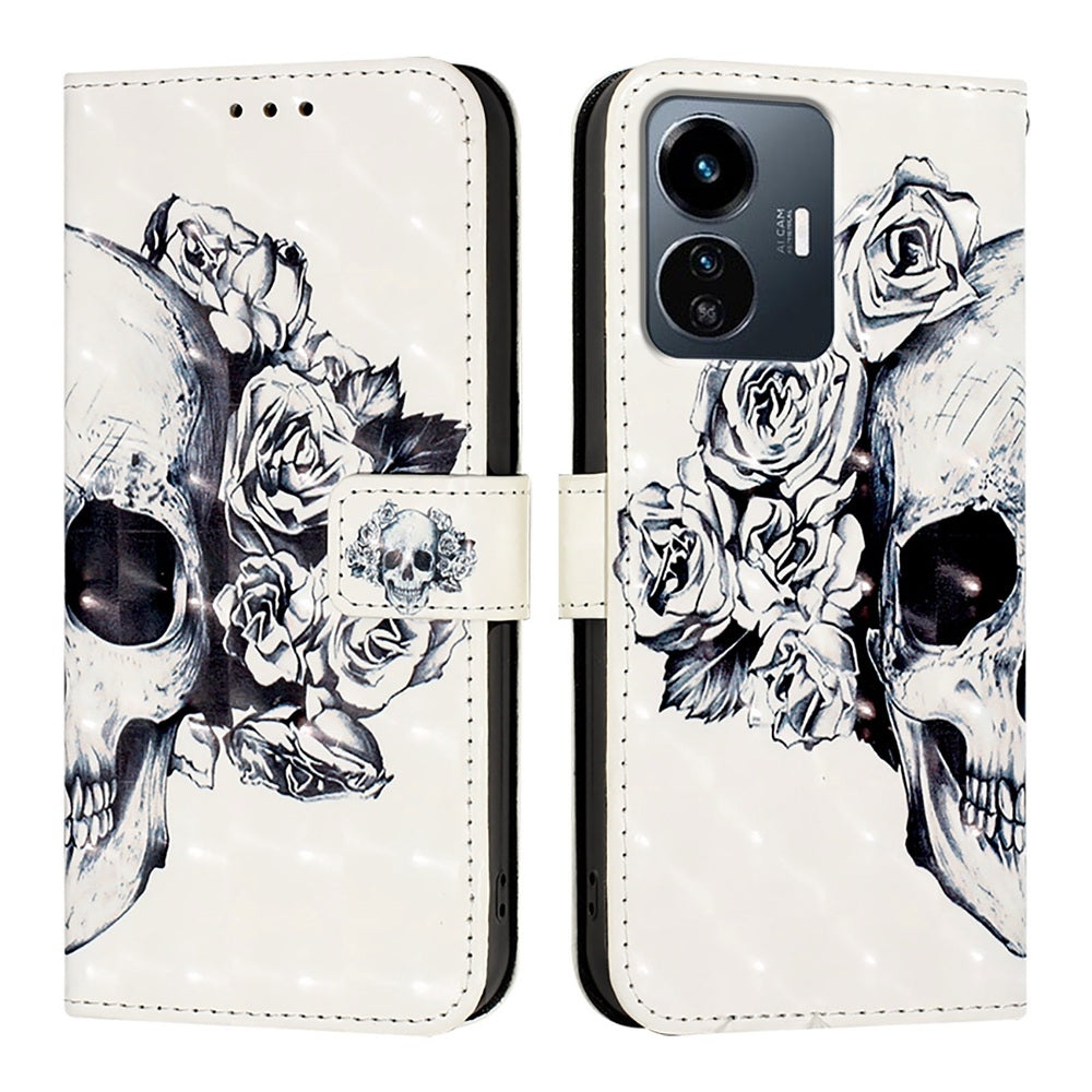 For vivo Y77 5G Global Leather Flip Phone Case with 3D Painted Design, Card Holder, Wallet & Stand Function - Durable Protection & Easy Access