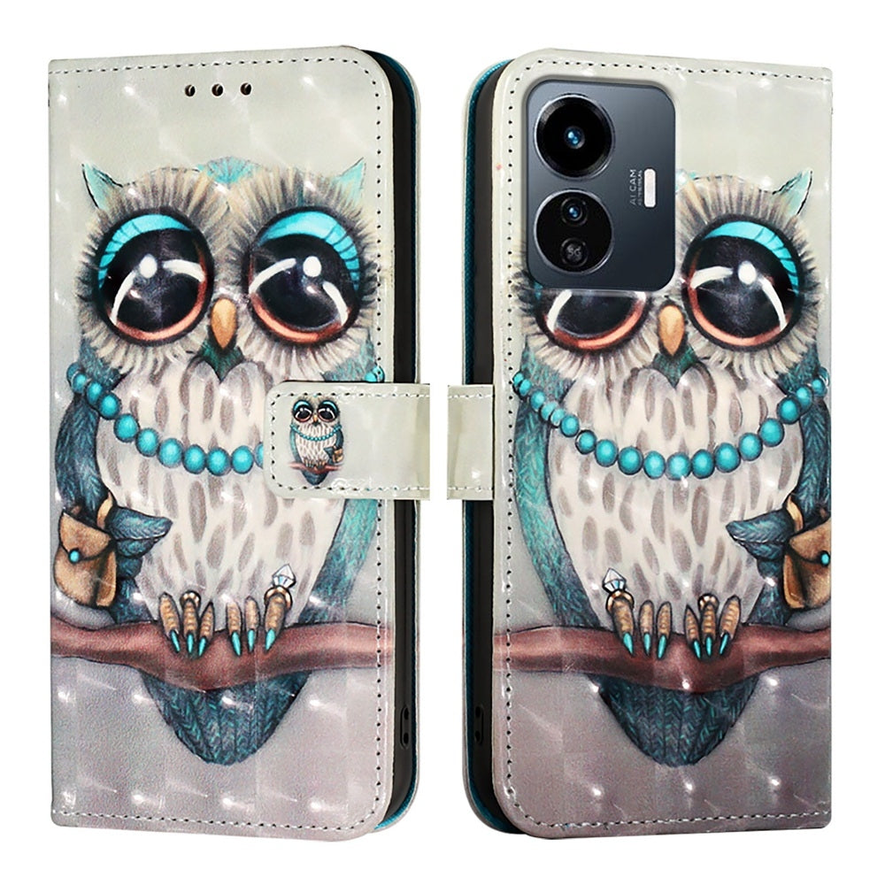 For vivo Y77 5G Global Leather Flip Phone Case with 3D Painted Design, Card Holder, Wallet & Stand Function - Durable Protection & Easy Access