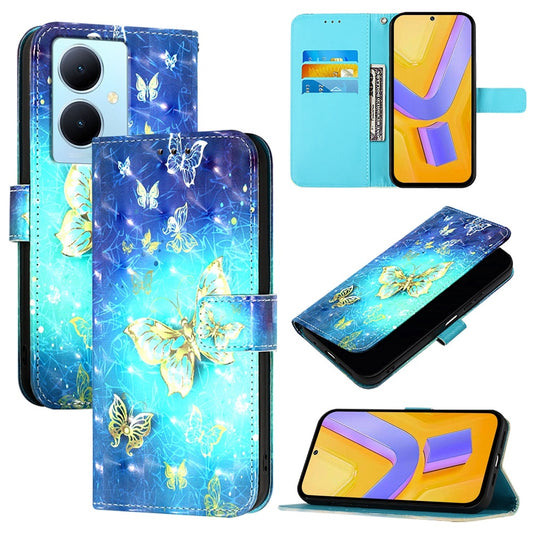 For vivo Y78+ Global Leather Flip Phone Case with 3D Painted Design, Card Holder, Wallet & Stand Function - Durable Protection & Easy Access