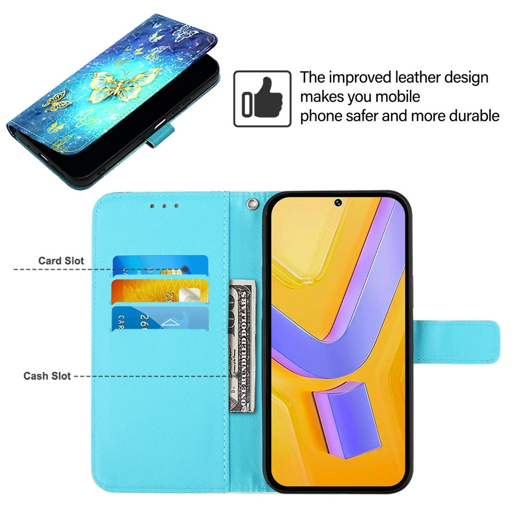 For vivo Y78+ Global Leather Flip Phone Case with 3D Painted Design, Card Holder, Wallet & Stand Function - Durable Protection & Easy Access