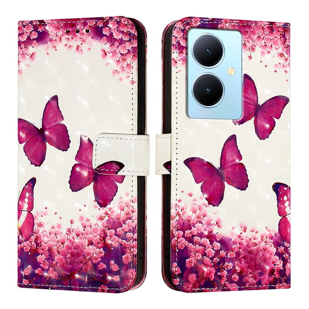 For vivo Y78+ Global Leather Flip Phone Case with 3D Painted Design, Card Holder, Wallet & Stand Function - Durable Protection & Easy Access