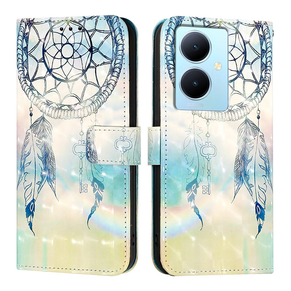For vivo Y78+ Global Leather Flip Phone Case with 3D Painted Design, Card Holder, Wallet & Stand Function - Durable Protection & Easy Access
