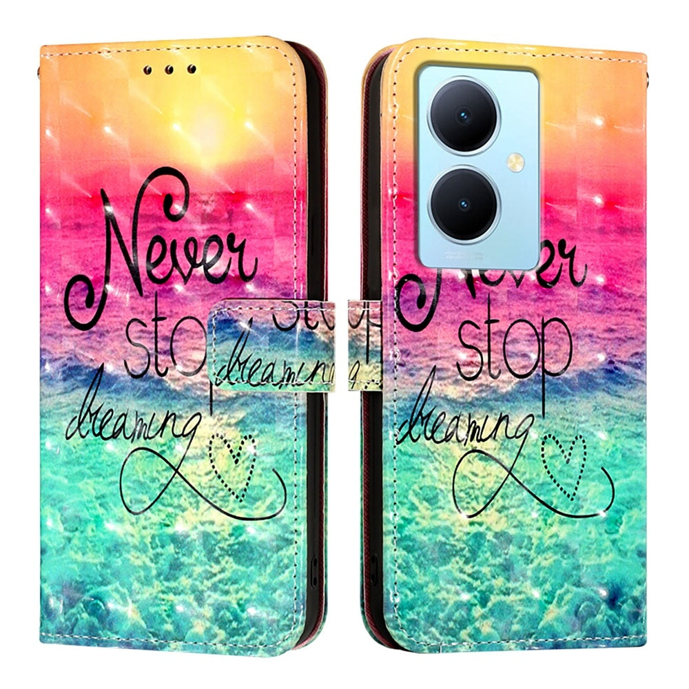 For vivo Y78+ Global Leather Flip Phone Case with 3D Painted Design, Card Holder, Wallet & Stand Function - Durable Protection & Easy Access