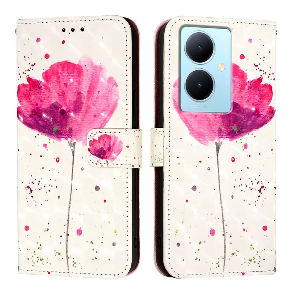 For vivo Y78+ Global Leather Flip Phone Case with 3D Painted Design, Card Holder, Wallet & Stand Function - Durable Protection & Easy Access