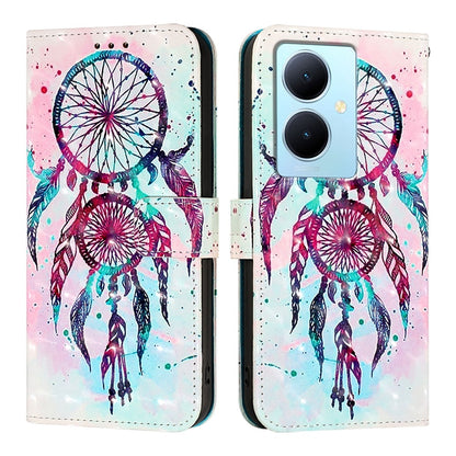 For vivo Y78+ Global Leather Flip Phone Case with 3D Painted Design, Card Holder, Wallet & Stand Function - Durable Protection & Easy Access