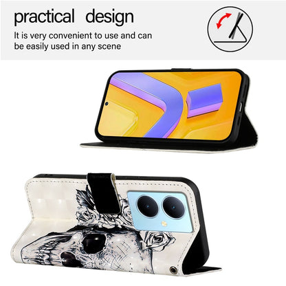 For vivo Y78+ Global Leather Flip Phone Case with 3D Painted Design, Card Holder, Wallet & Stand Function - Durable Protection & Easy Access