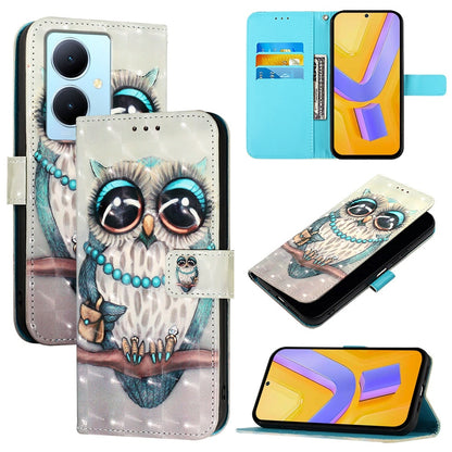For vivo Y78+ Global Leather Flip Phone Case with 3D Painted Design, Card Holder, Wallet & Stand Function - Durable Protection & Easy Access