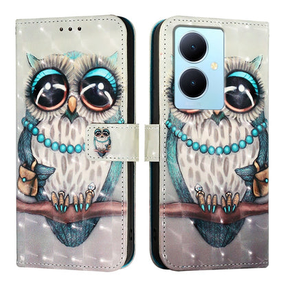 For vivo Y78+ Global Leather Flip Phone Case with 3D Painted Design, Card Holder, Wallet & Stand Function - Durable Protection & Easy Access