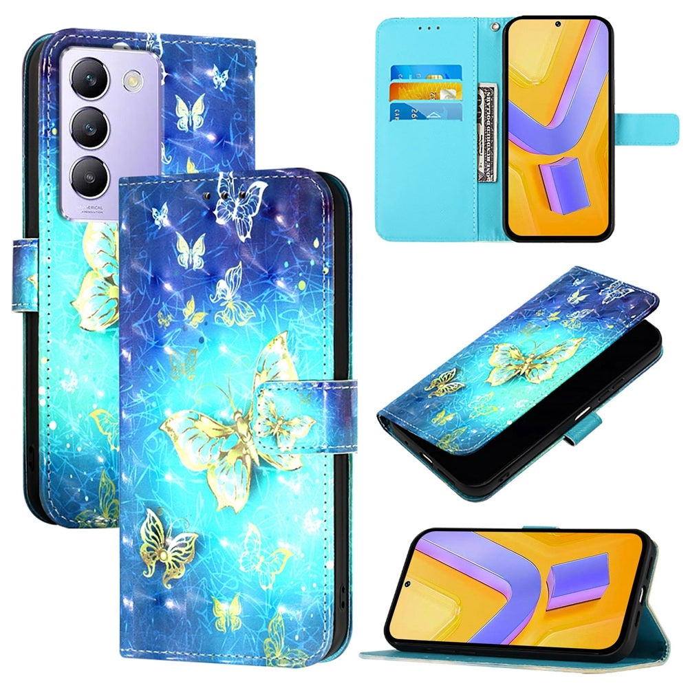 vivo Y100 5G IDN Leather Flip Phone Case with 3D Painted Design, Card Holder, Wallet & Stand Function - Durable Protection & Easy Access