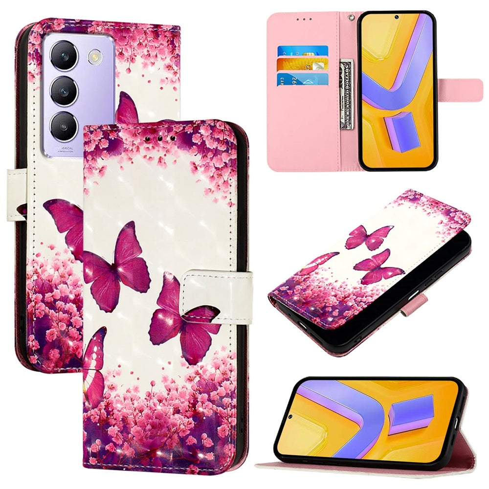 vivo Y100 5G IDN Leather Flip Phone Case with 3D Painted Design, Card Holder, Wallet & Stand Function - Durable Protection & Easy Access