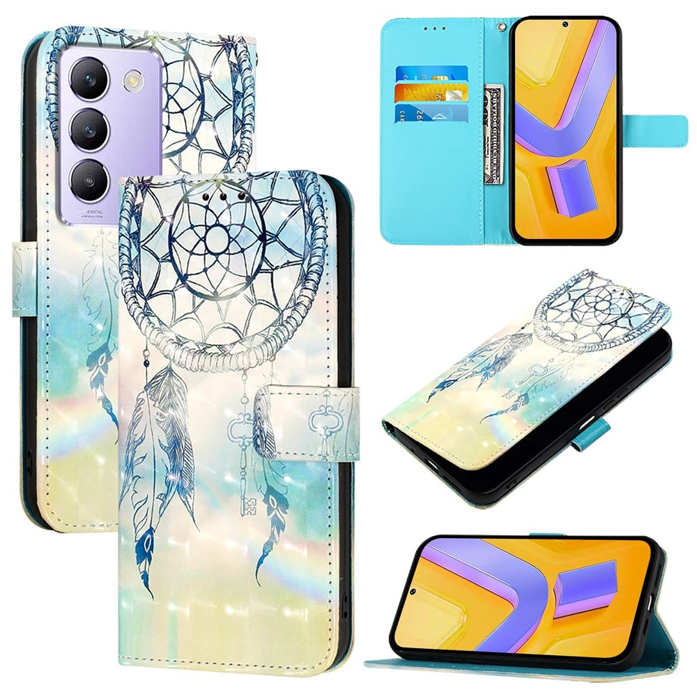 vivo Y100 5G IDN Leather Flip Phone Case with 3D Painted Design, Card Holder, Wallet & Stand Function - Durable Protection & Easy Access