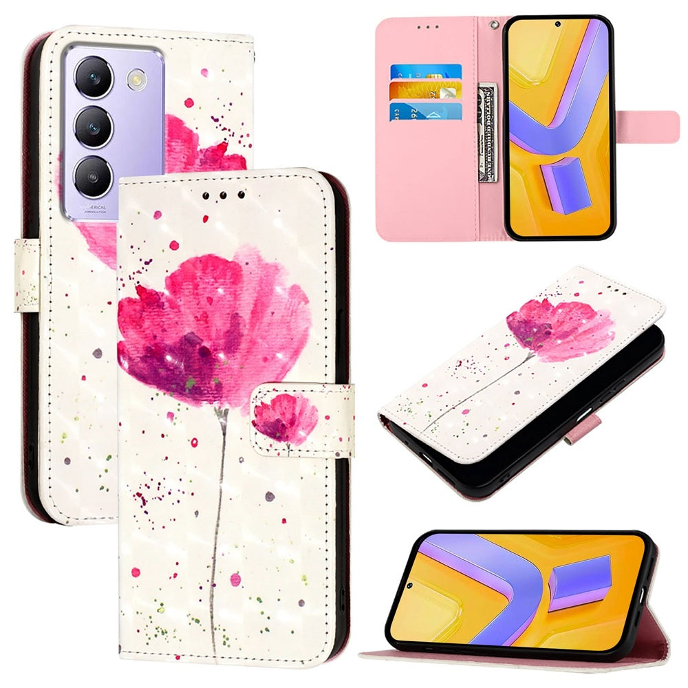 vivo Y100 5G IDN Leather Flip Phone Case with 3D Painted Design, Card Holder, Wallet & Stand Function - Durable Protection & Easy Access
