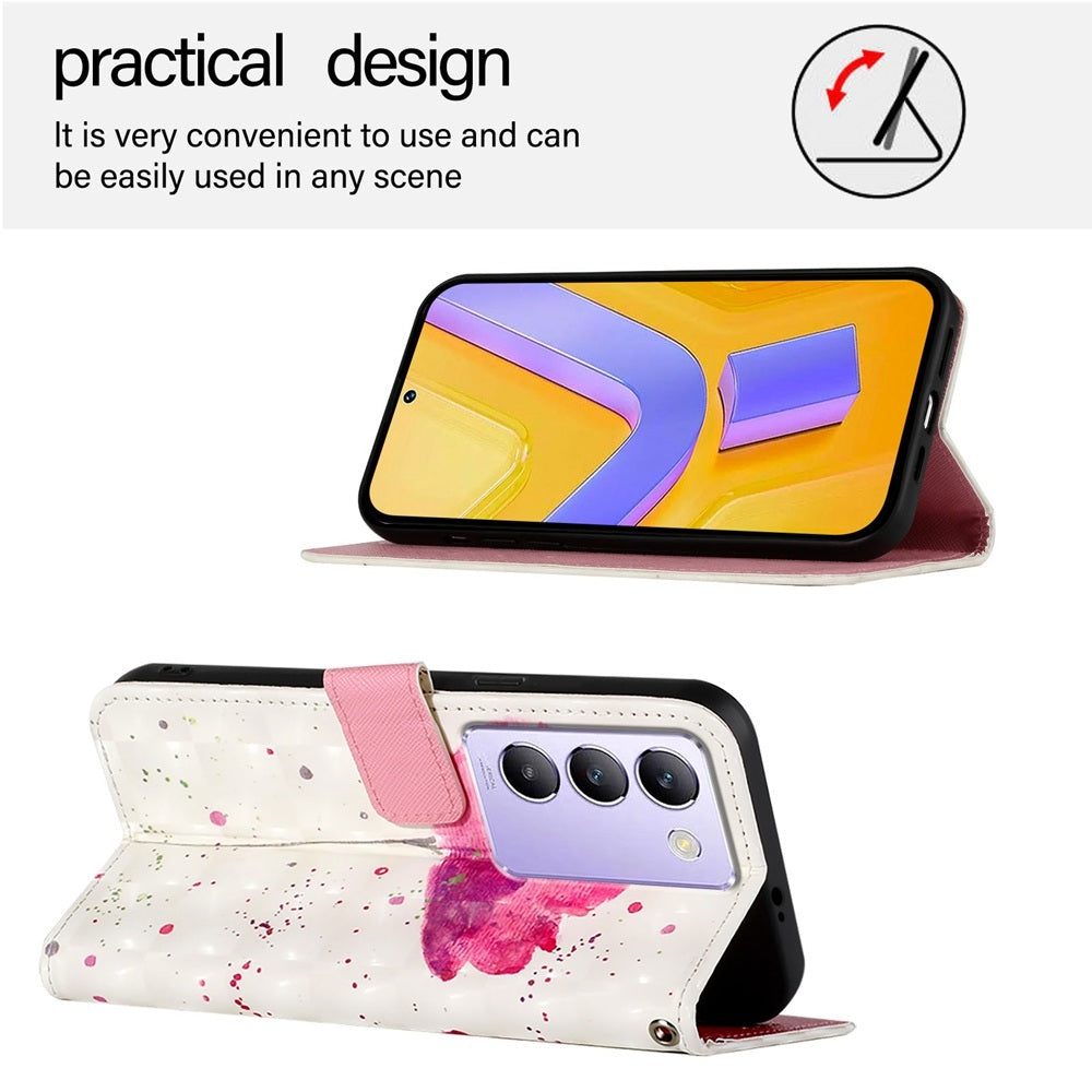 vivo Y100 5G IDN Leather Flip Phone Case with 3D Painted Design, Card Holder, Wallet & Stand Function - Durable Protection & Easy Access